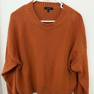 Quince Women's 100% Organic Cotton Boyfriend Crew Neck Sweater - Rust